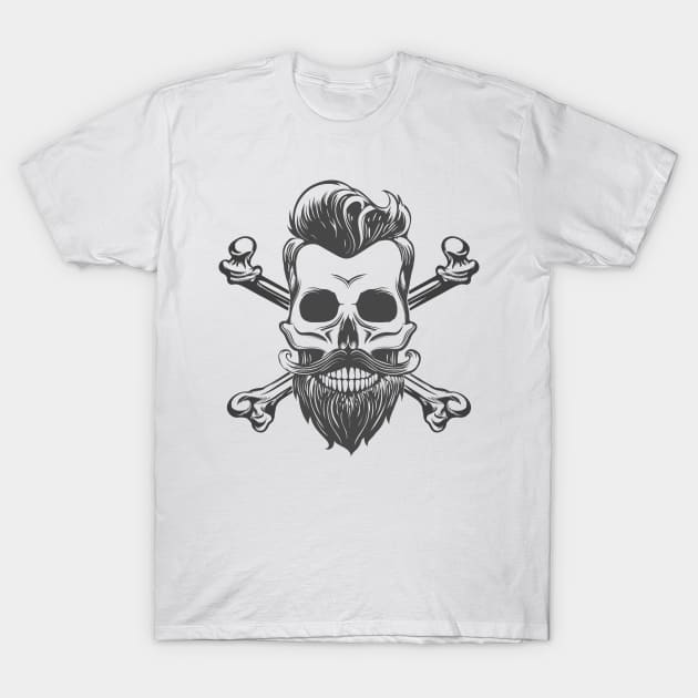 Skull with Beard and Crossed Bones T-Shirt by devaleta